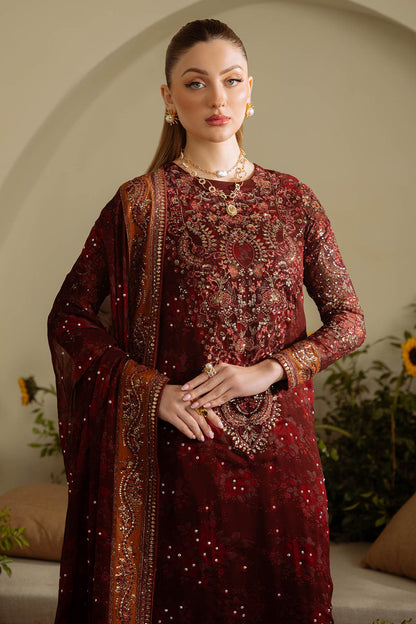 Midnight Bloom Embroidered 3-Piece Lawn Suit