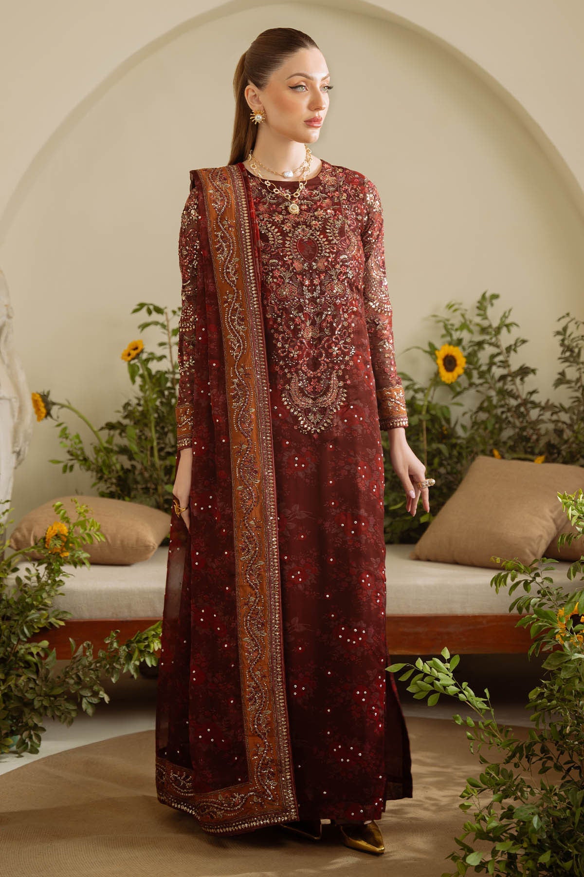 Midnight Bloom Embroidered 3-Piece Lawn Suit