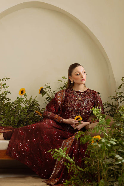 Midnight Bloom Embroidered 3-Piece Lawn Suit