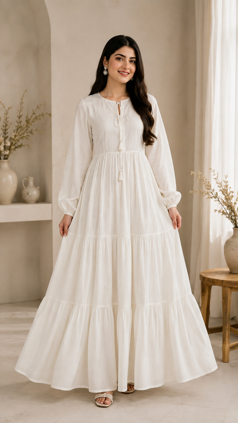 Ivory Grace Tiered Maxi Dress