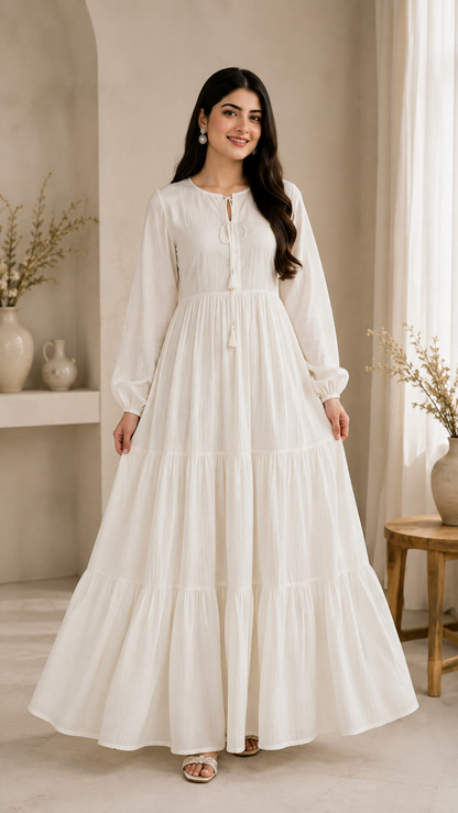 Ivory Grace Tiered Maxi Dress