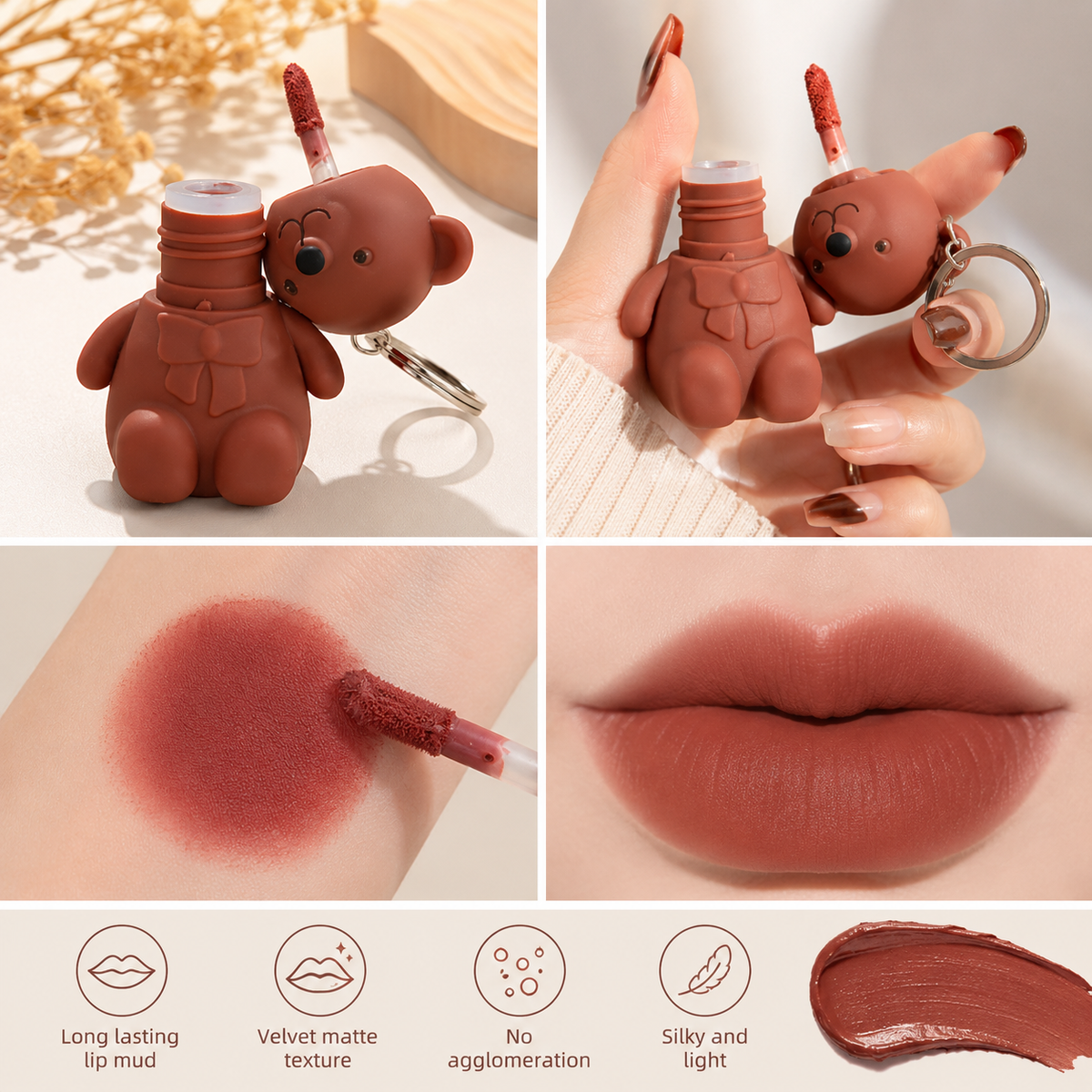 🧸💄 Bear Keychain Lip Mud