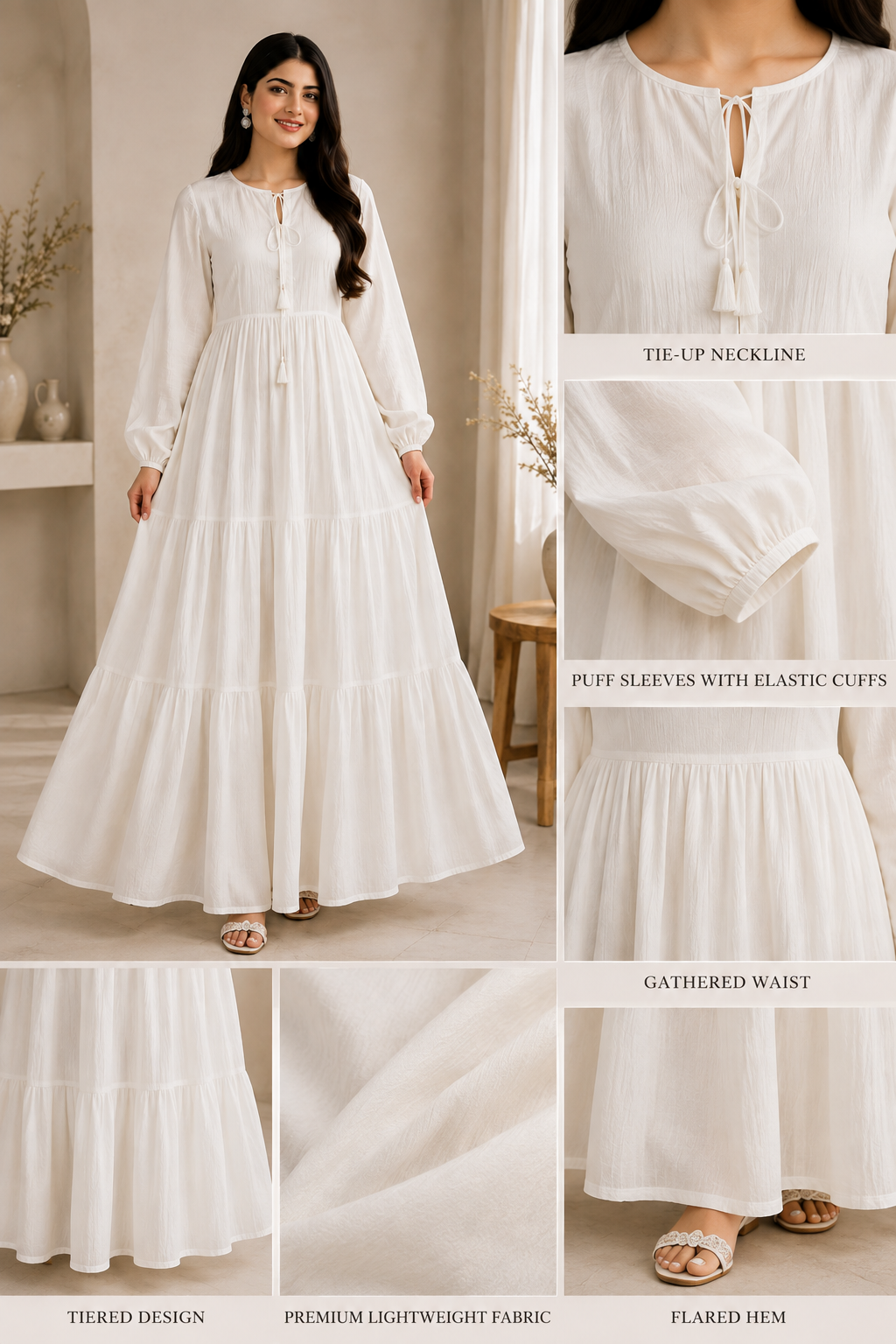 Ivory Grace Tiered Maxi Dress