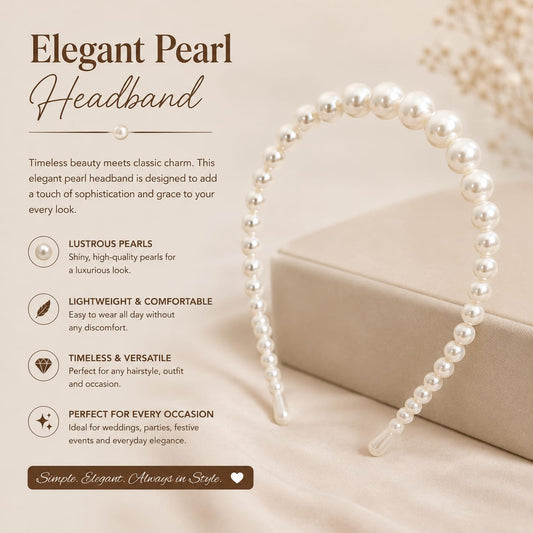 Classic Pearl Headband 🤍✨