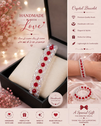 Red Crystal Beaded Bracelet