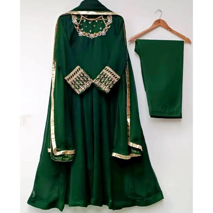 Independence Day Special — Emerald Green Embroidered Maxi