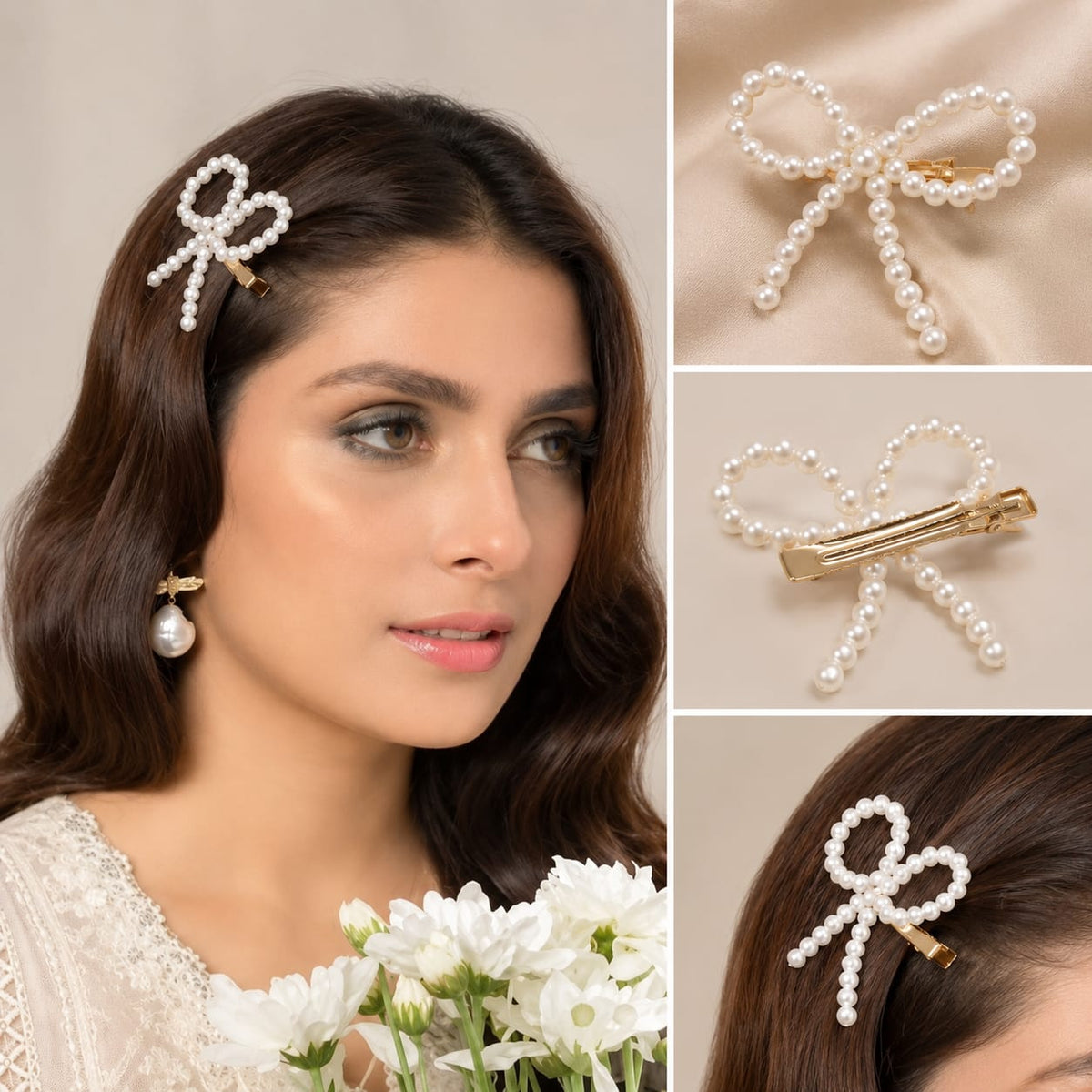 🎀 Pearl Bow Hair Clip