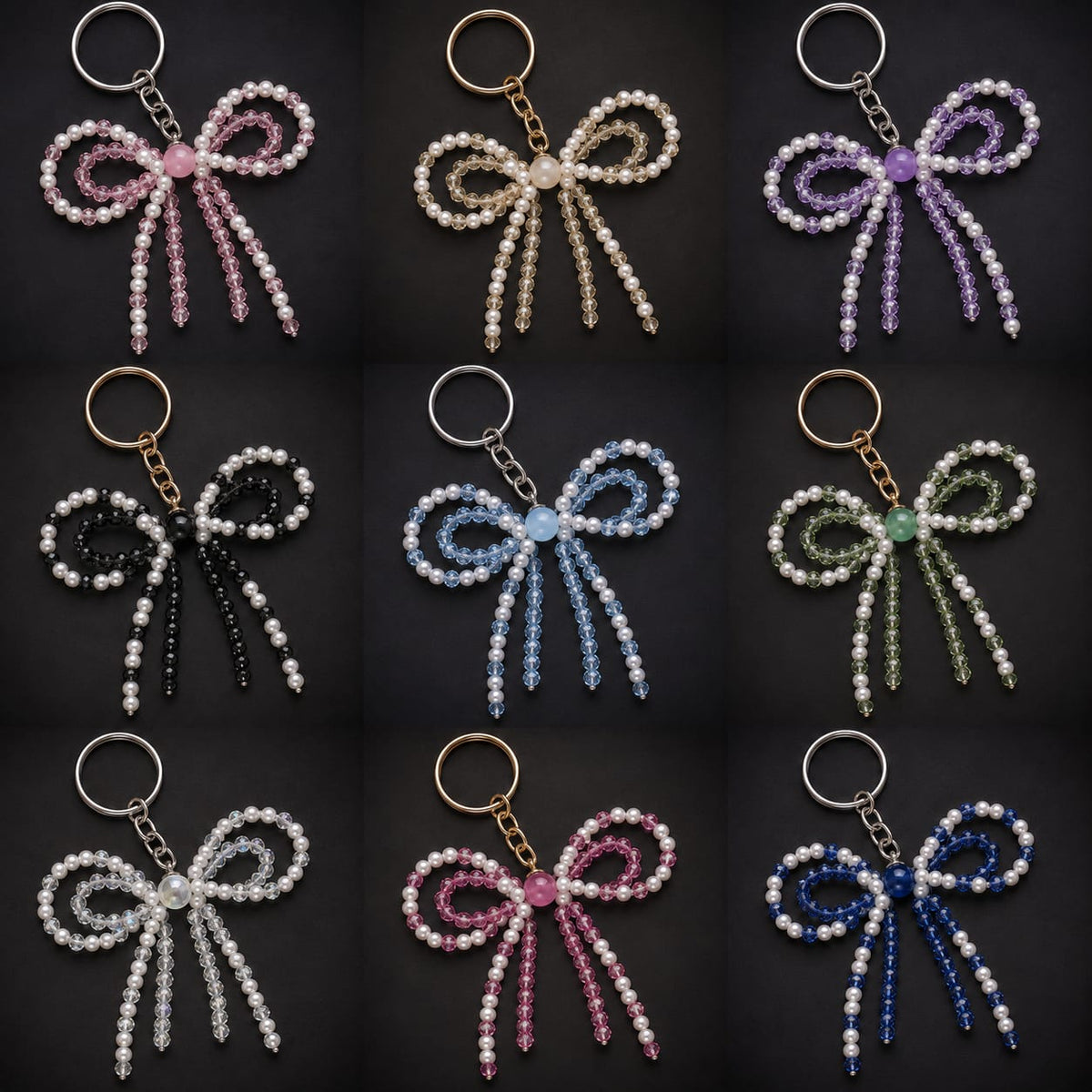 Pearl & Crystal Bow Keychain