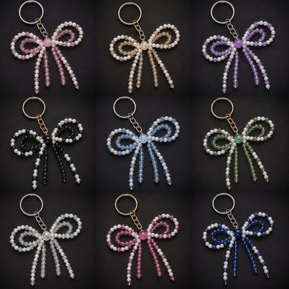 Pearl & Crystal Bow Keychain