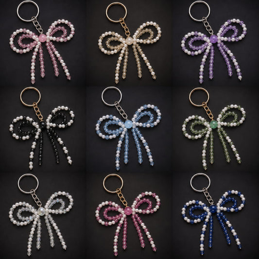 Pearl & Crystal Bow Keychain